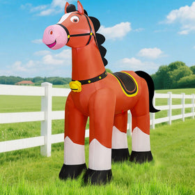 Lulu Home inflatable horse is suitable for indoor and outdoor use, versatile for events.