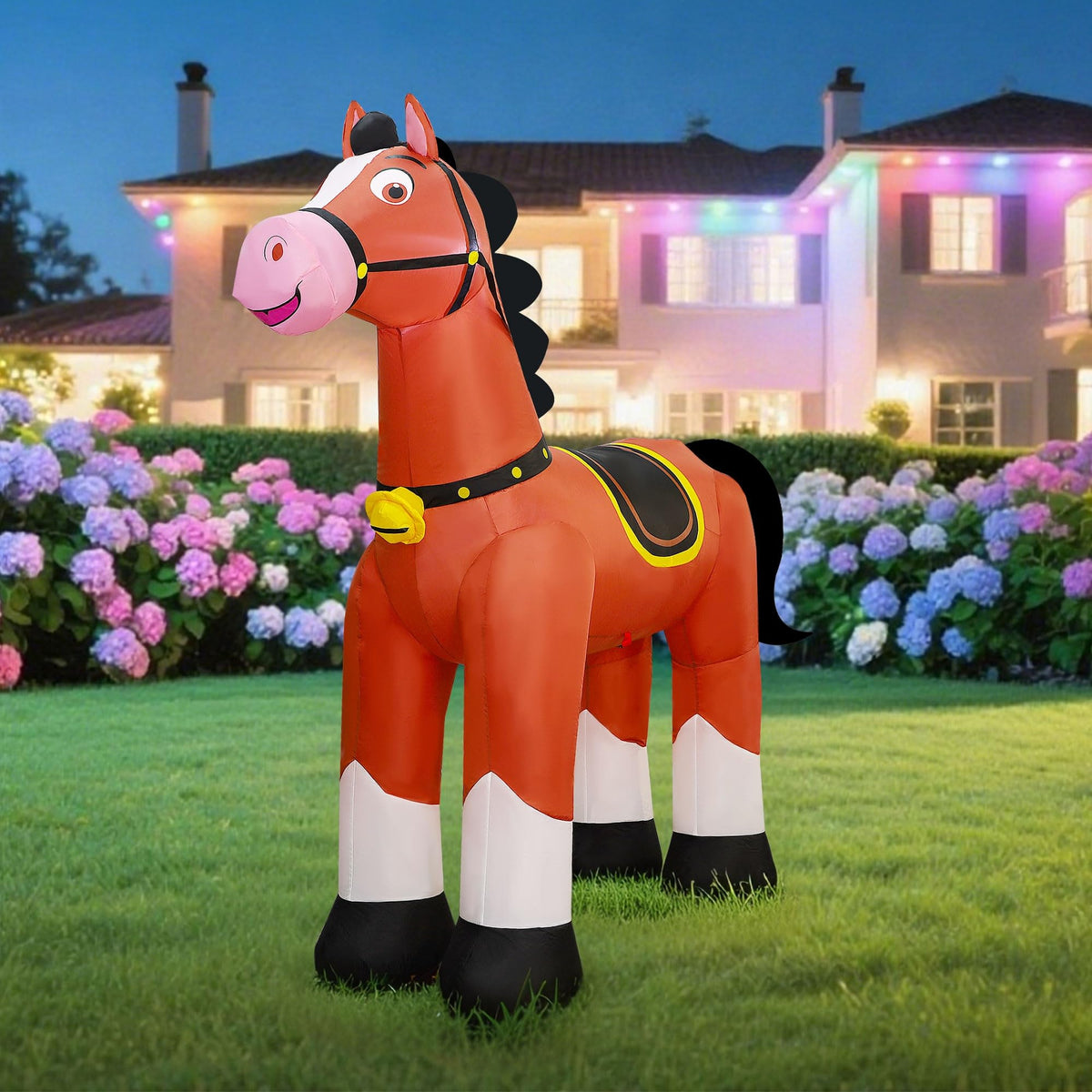 Lulu Home includes stakes and ropes to secure the display on lawns and patios.