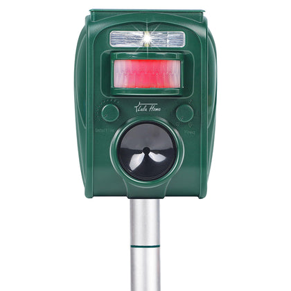 Lulu Home Ultrasonic Animal Repeller outdoors for weatherproof pest deterrence