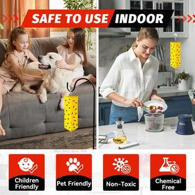 LULUCATCH yellow adhesive close up highlighting safe odorless indoor use.