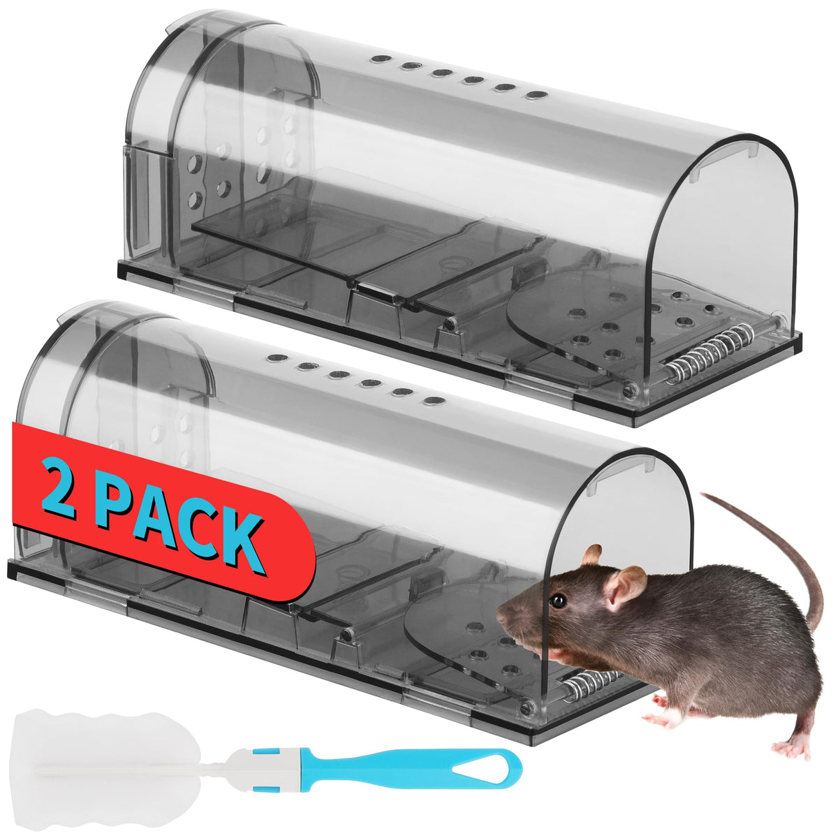 LULUCATCH humane mice traps pack with roomy interior for stress-free live release.