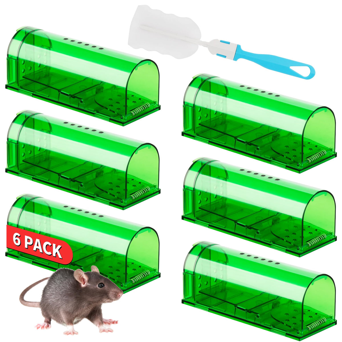 LULUCATCH humane mouse traps 6-pack in use for safe live capture.