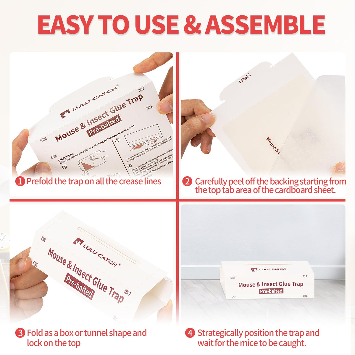 LULUCATCH pest capture board effective against mice, roaches, and spiders.
