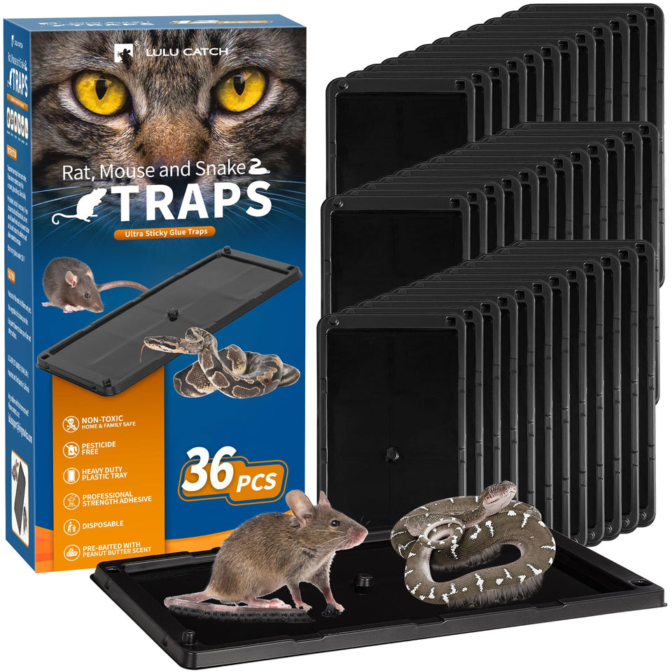 LULUCATCH sticky mouse trap with prebaited boards catches mice along walls