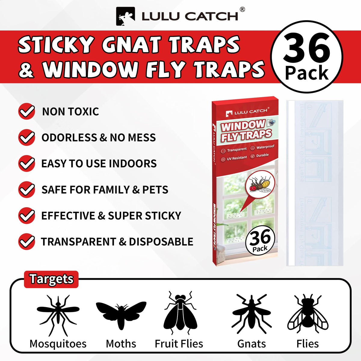 LULUCATCH transparent gnat trap highlights insects while blending with home décor.