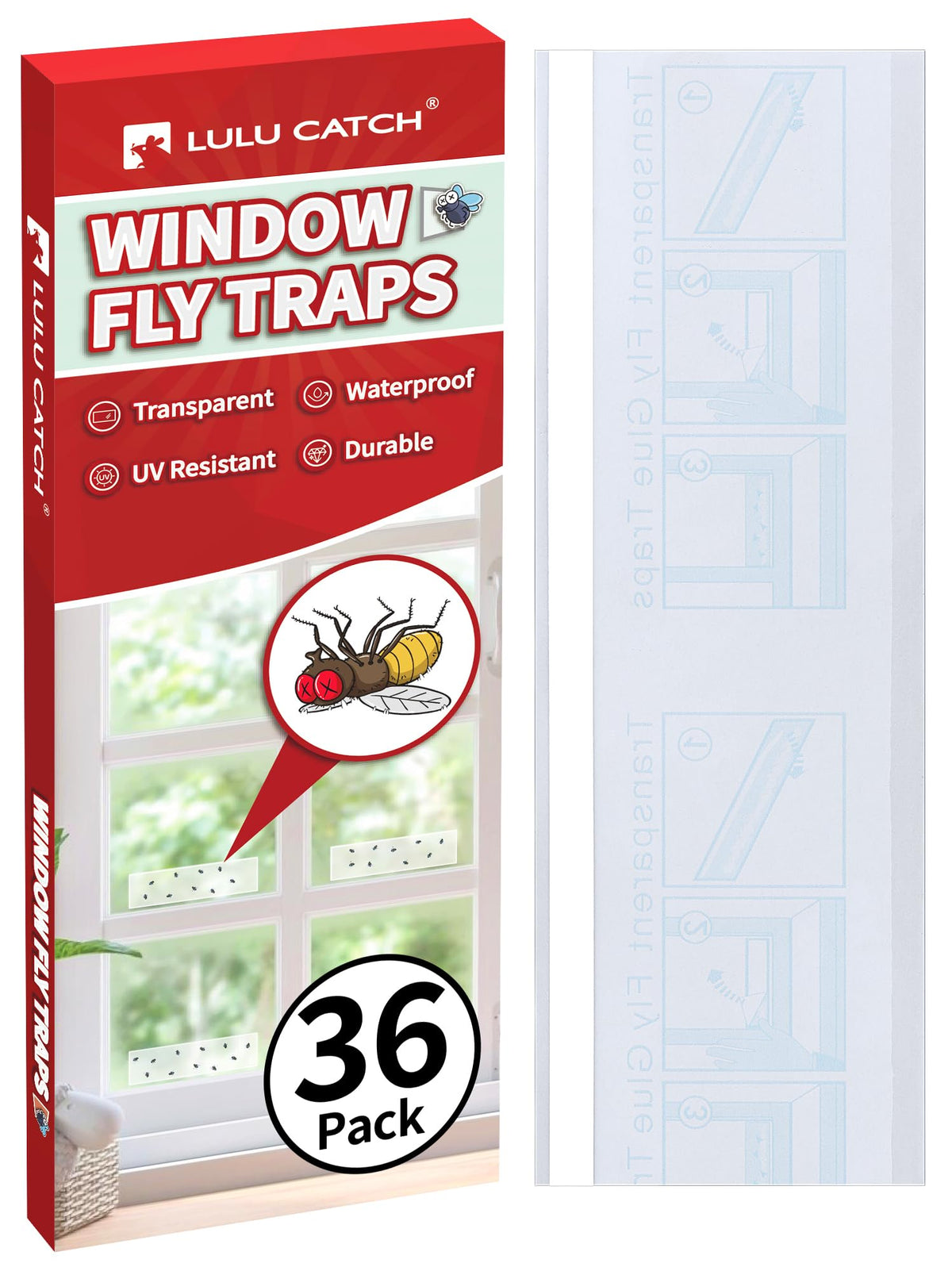 LULUCATCH window fly trap setup for easy, tool-free installation on a window.