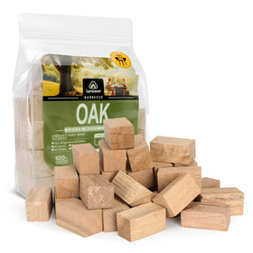 Lumberer Oak Smoking Chunks bag closeup for even burning and natural flavor