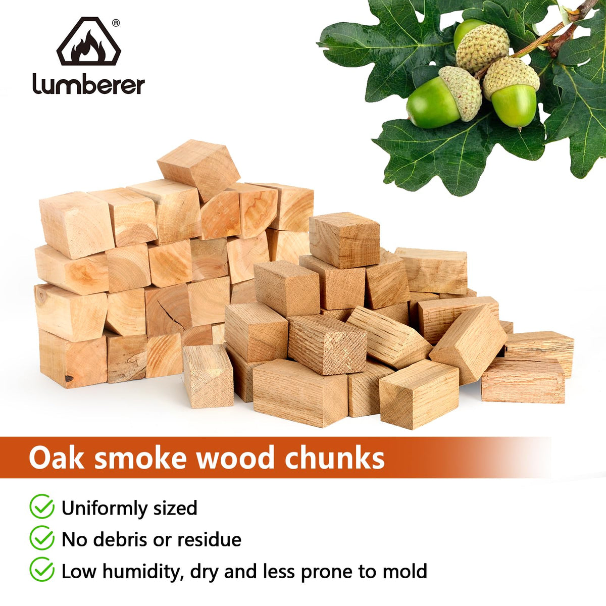 Lumberer Oak Smoking Chunks raw wood appearance signaling quality and long burn