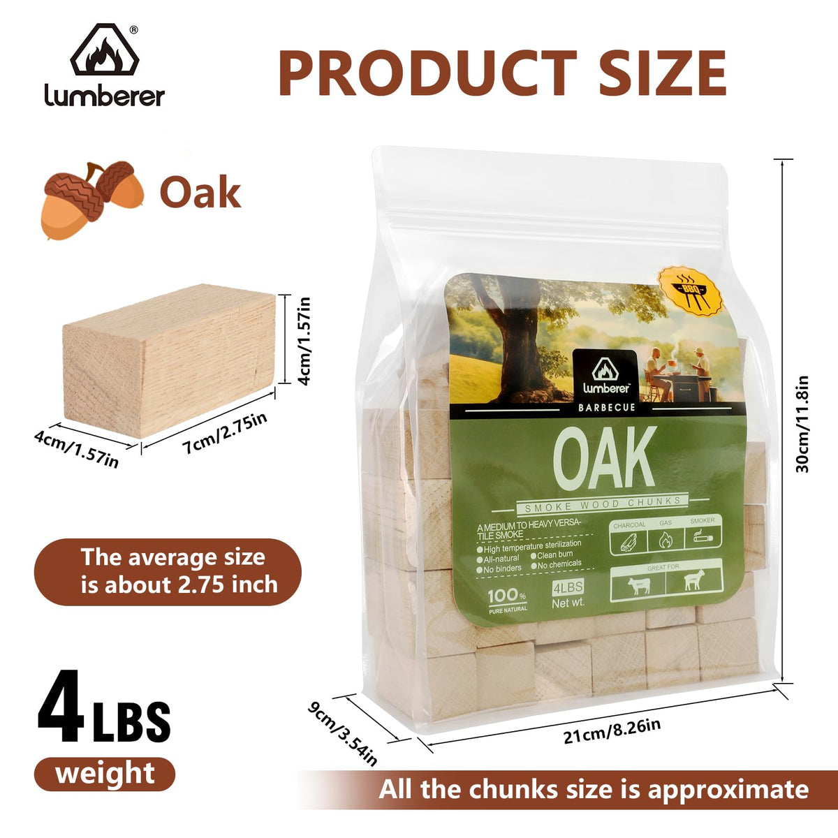 Lumberer Oak Smoking Chunks on grill setup delivering consistent smoke for all meats