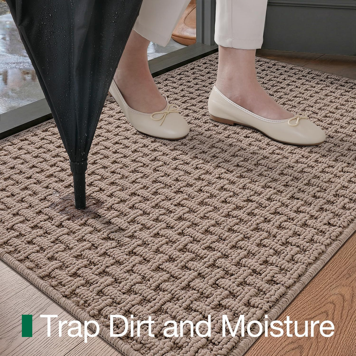 LUMI low-profile door mat measuring 0.20 inches under a door