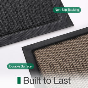 LUMI durable rubber backing anchors the mat for year-round protection.