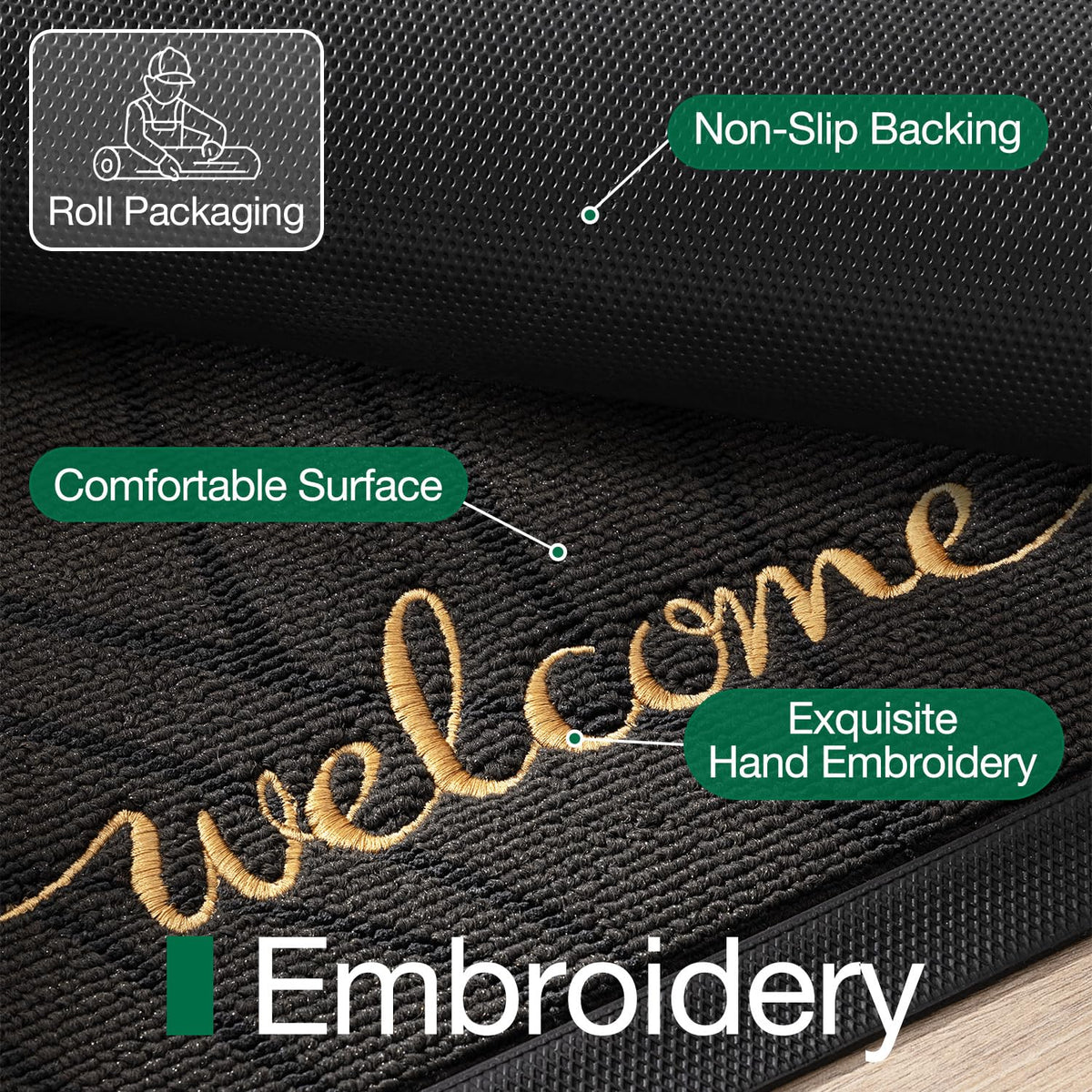LUMI easy-to-clean mat can be vacuumed, shaken, or pressure-washed