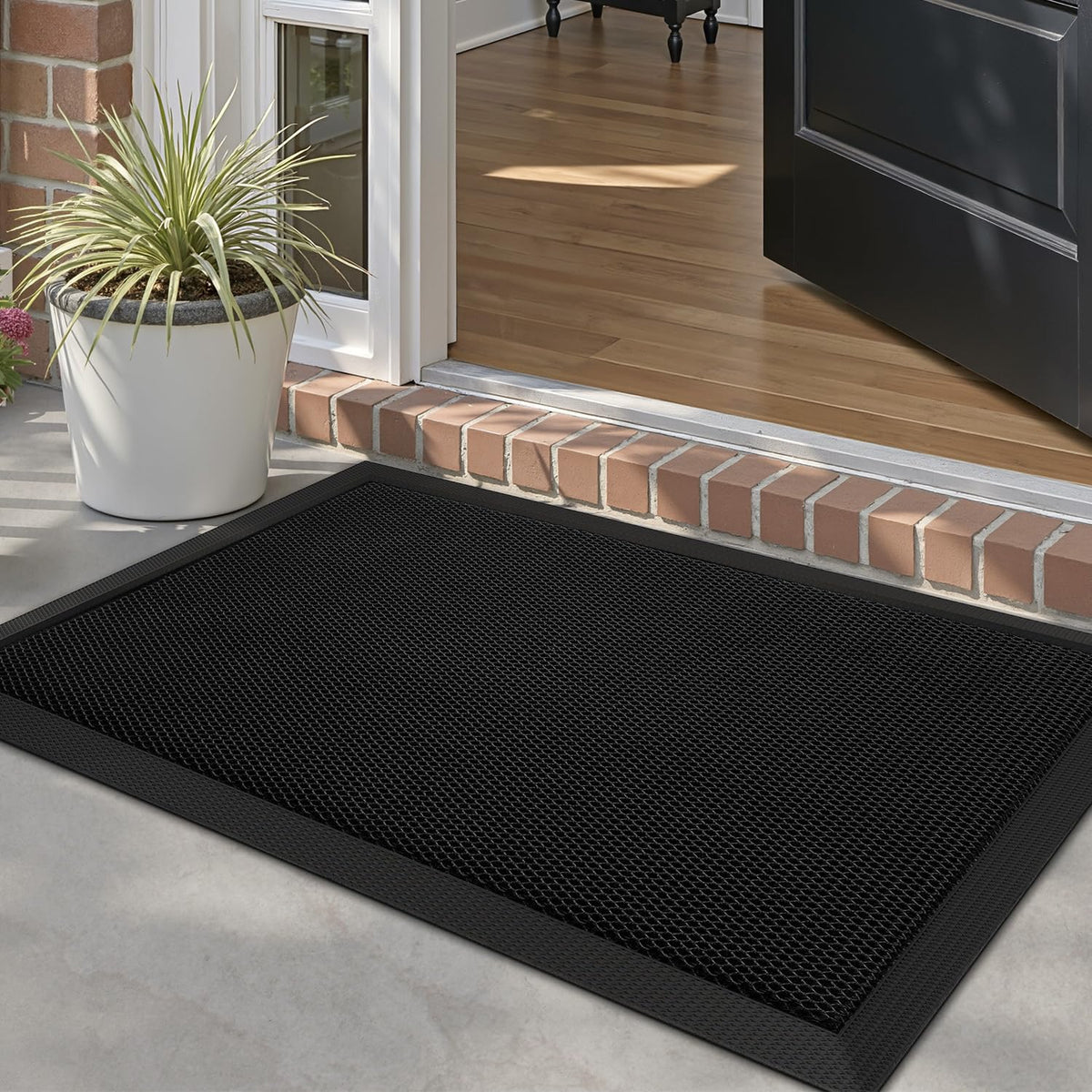 LUMI Front Door Mat 24x36 at outdoor entrance traps dirt and moisture.