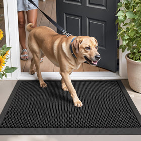 LUMI Front Door Mat traps dirt and moisture before guests step inside.