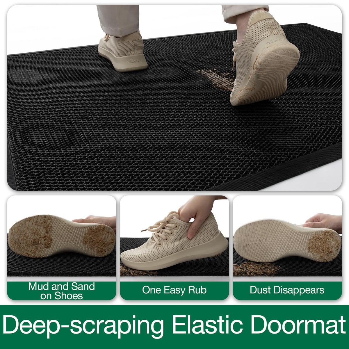 LUMI Front Door Mat with non-slip rubber backing prevents shifting.