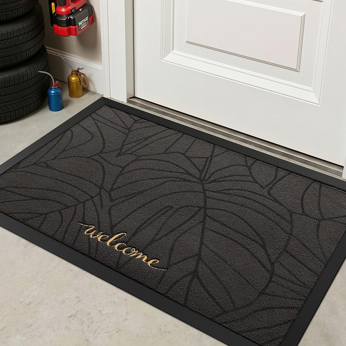 LUMI grey-gold monstera embroidery elevates curb appeal