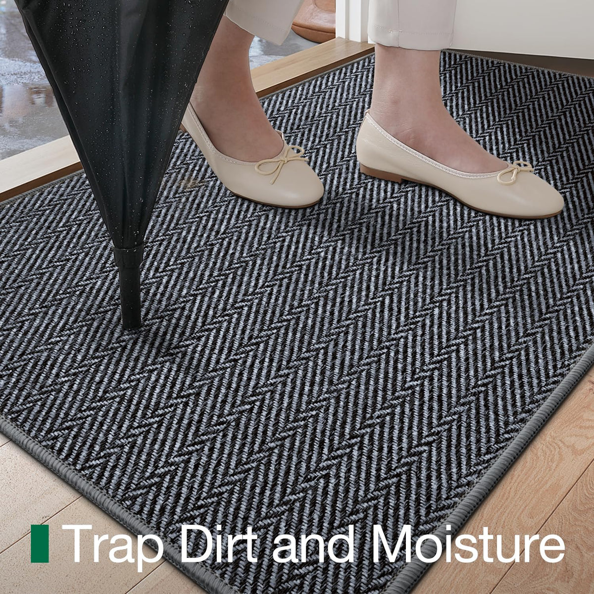 LUMI Herringbone indoor design adds elegance to entryways.