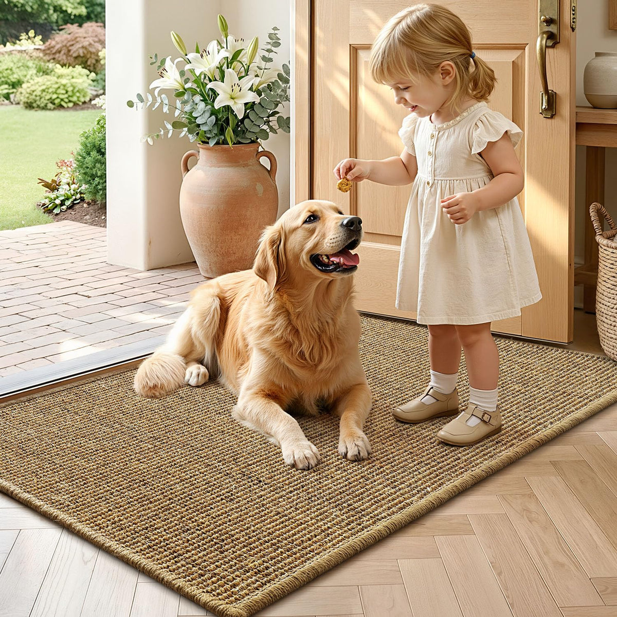 LUMI non-slip door mat demonstrates secure placement on tile or wood.
