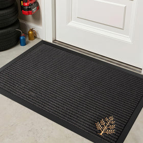 LUMI Premium Front Door Mat grey-gold tree adds chic curb appeal to any entry.