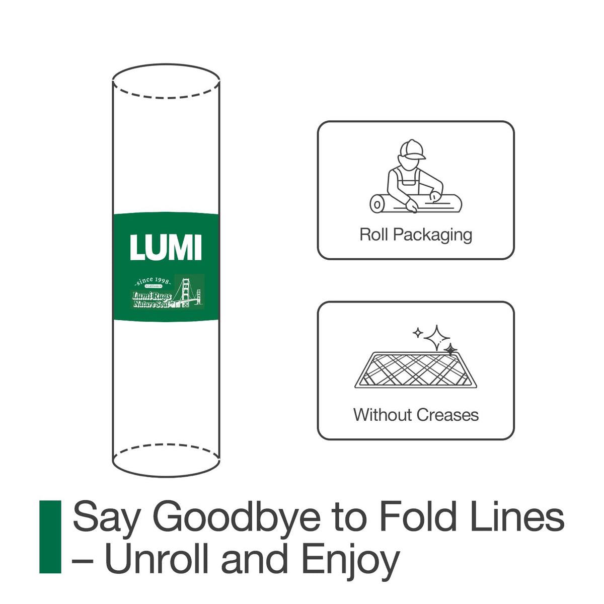 LUMI rolled-packaging door mat arrives ready to unroll and set up