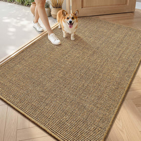 LUMI sisal door mat front view showing handwoven texture and natural color for entryways.