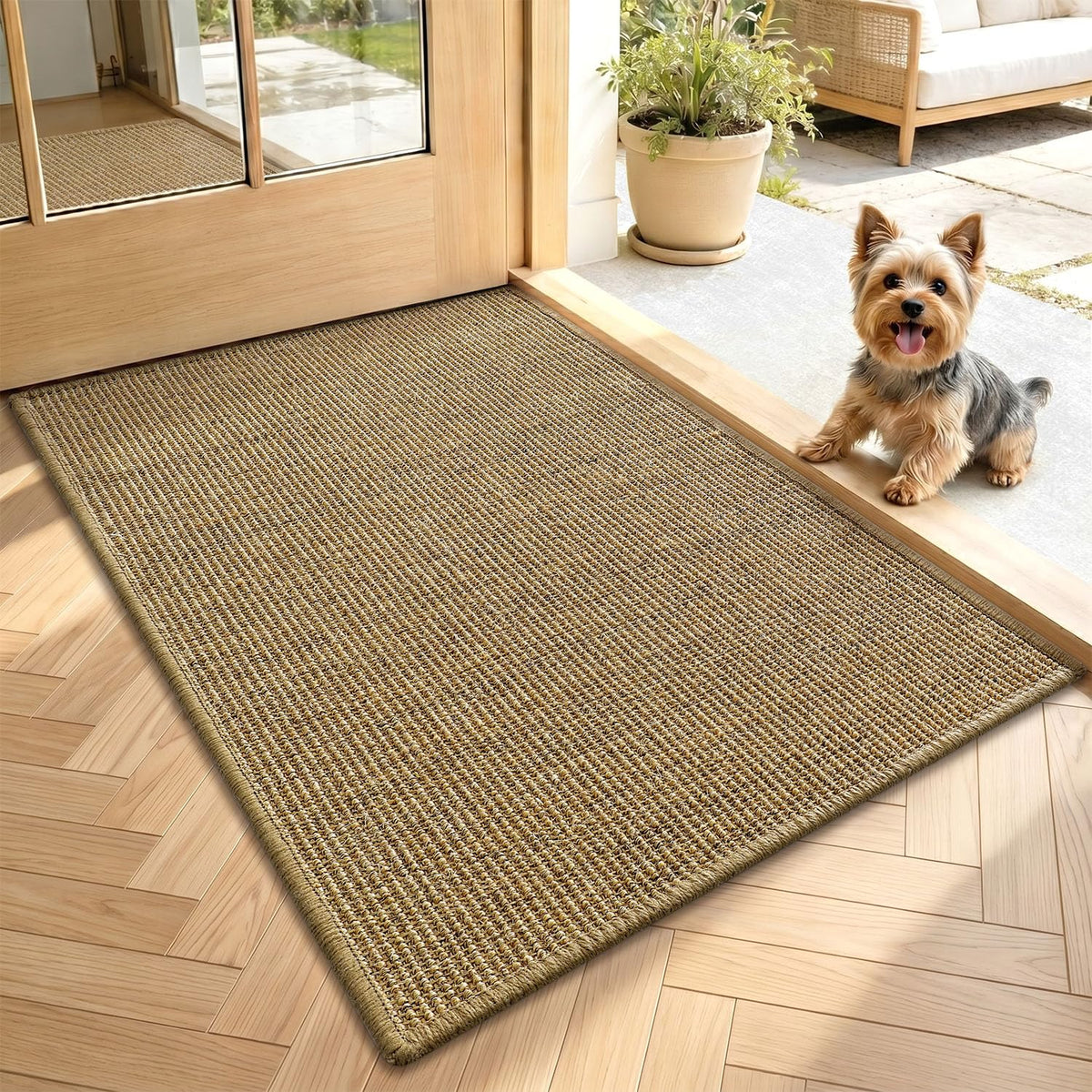 LUMI sisal doormat with entryway weave showing natural texture for a warm welcome.