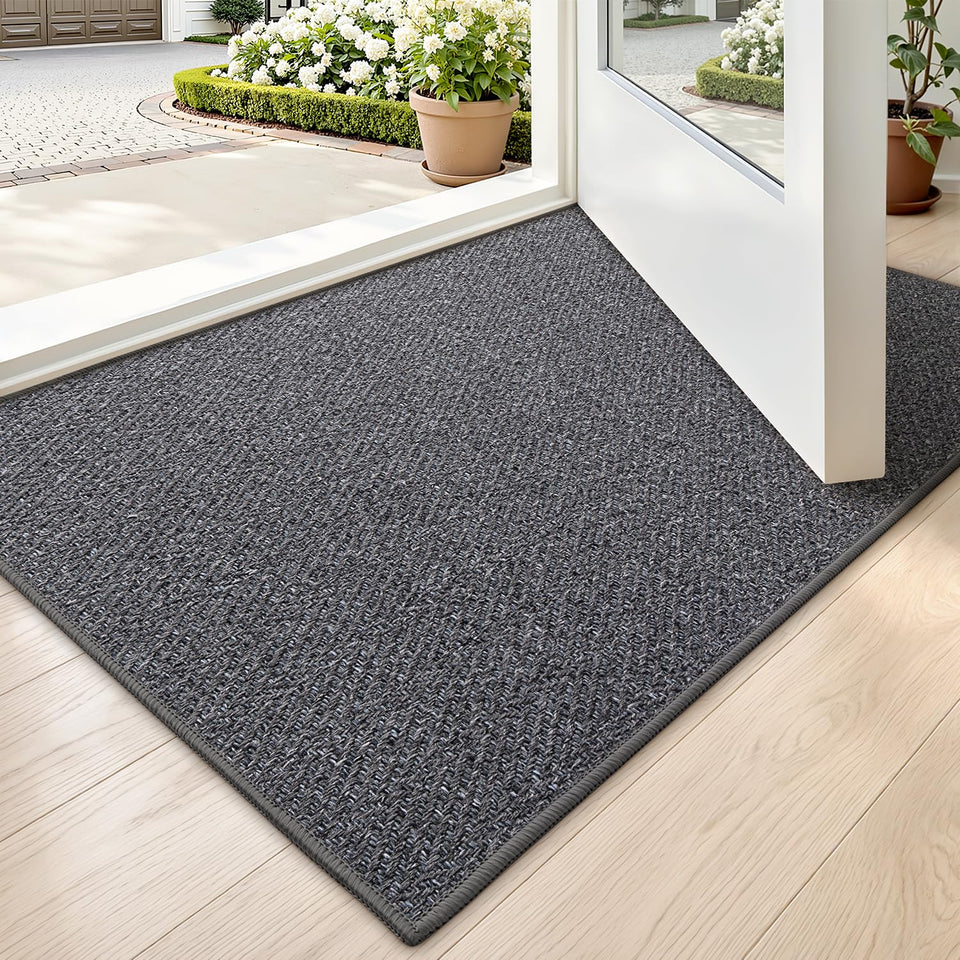 LUMI Ultra Thin Door Mat at entrance with a low profile for smooth door clearance.