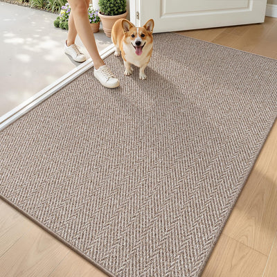 LUMI ultra-thin door mat at entrance with sleek low-profile fit and modern texture