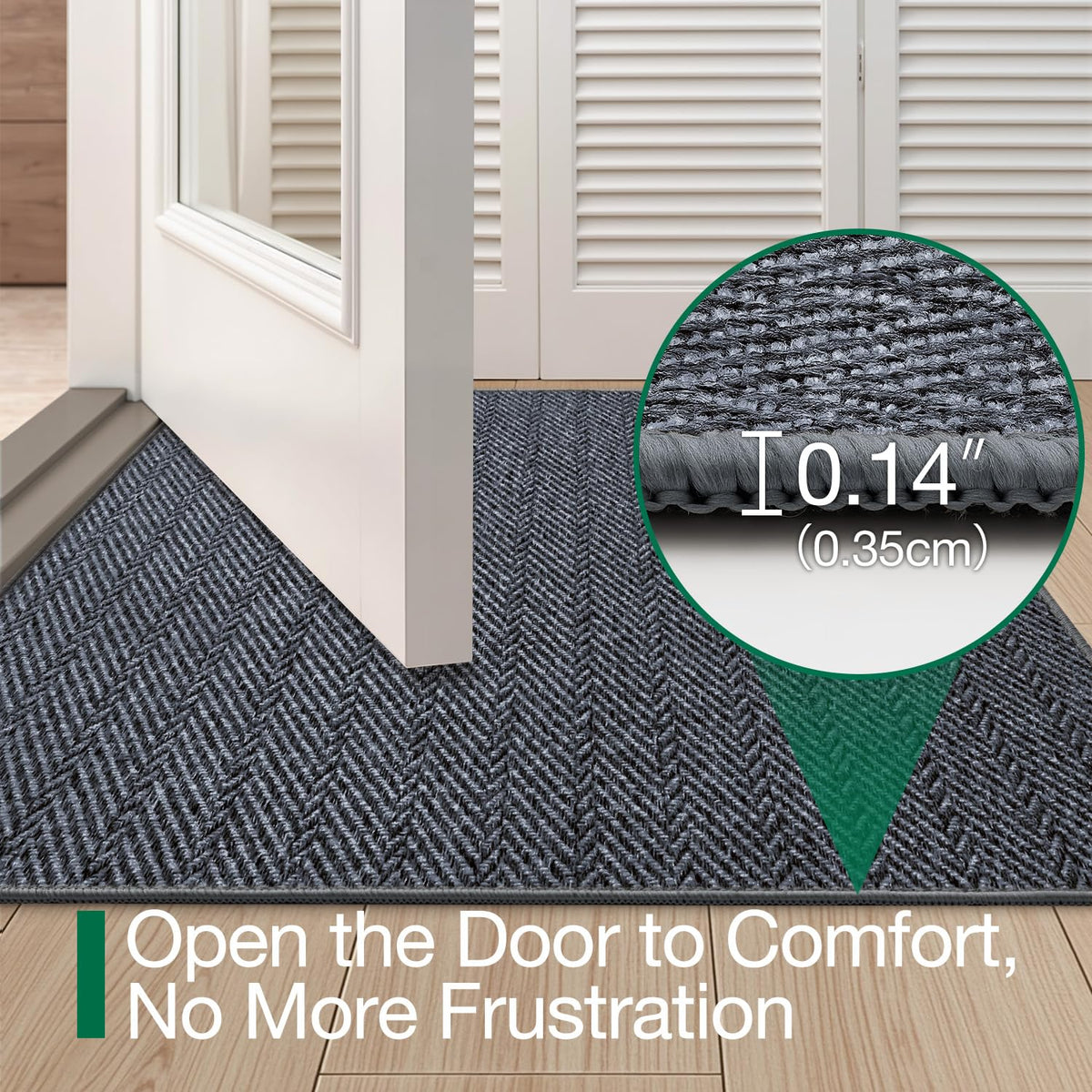 LUMI non-slip backing keeps the mat secure on smooth floors.