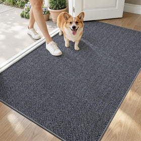 LUMI Ultra-Thin Door Mat rolled out in hallway, space-saving and reduces tripping risk.