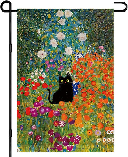 Lumifan Spring Cat Flag front view showing weather-ready, color-rich print.
