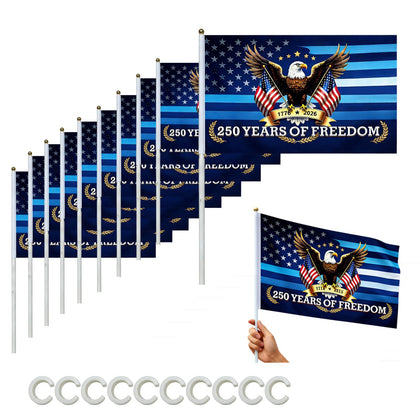 Lumigrain 10-pack 11x8 inch flags for clear parade visibility.