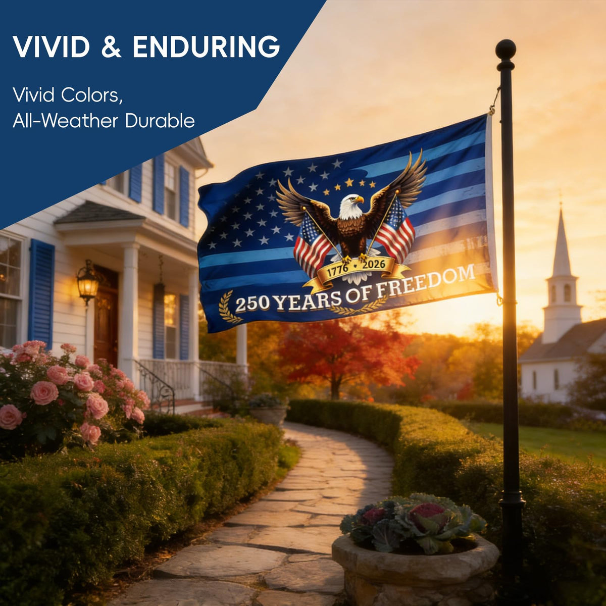 Lumigrain 3-layer polyester flag, fade-resistant, keeps colors vivid under sun.
