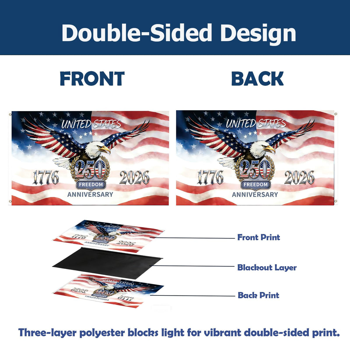 LUMIGRAIN fade-proof polyester flag resists sun and rain for long outdoor use