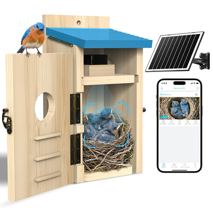 LuminiCam Bird House camera inside enables discreet backyard monitoring.
