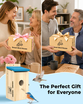 LuminiCam Bird House motion sensor sends alerts when birds arrive.