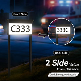 LumiZen solar address sign showing 12 LED modes for customizable curb appeal