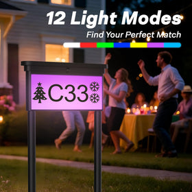 LumiZen solar address sign with customizable colors to match exterior styling