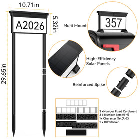 LumiZen solar address sign made from durable PS and ABS materials for outdoors