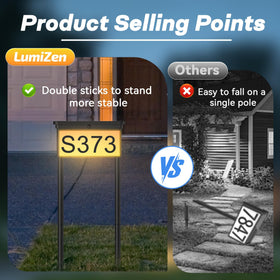LumiZen solar address sign ready for ground spike installation in a yard
