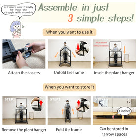 Lumizone foldable 4-tier plant stand with wheels for easy mobility.