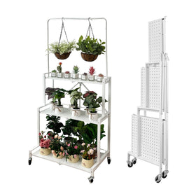 Lumizone foldable 4-tier plant stand in white, ready to elevate your space.