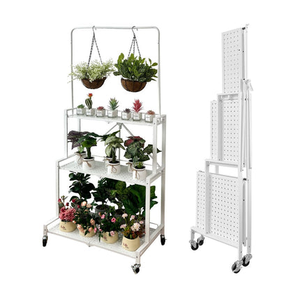 Lumizone foldable 4-tier plant stand in white, ready to elevate your space.