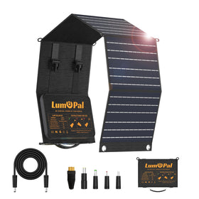Lumopal 60W foldable solar panel folded for compact travel