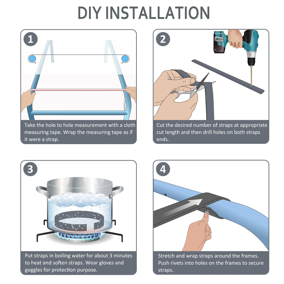 Lumpro patio chair repair kit ready for DIY setup