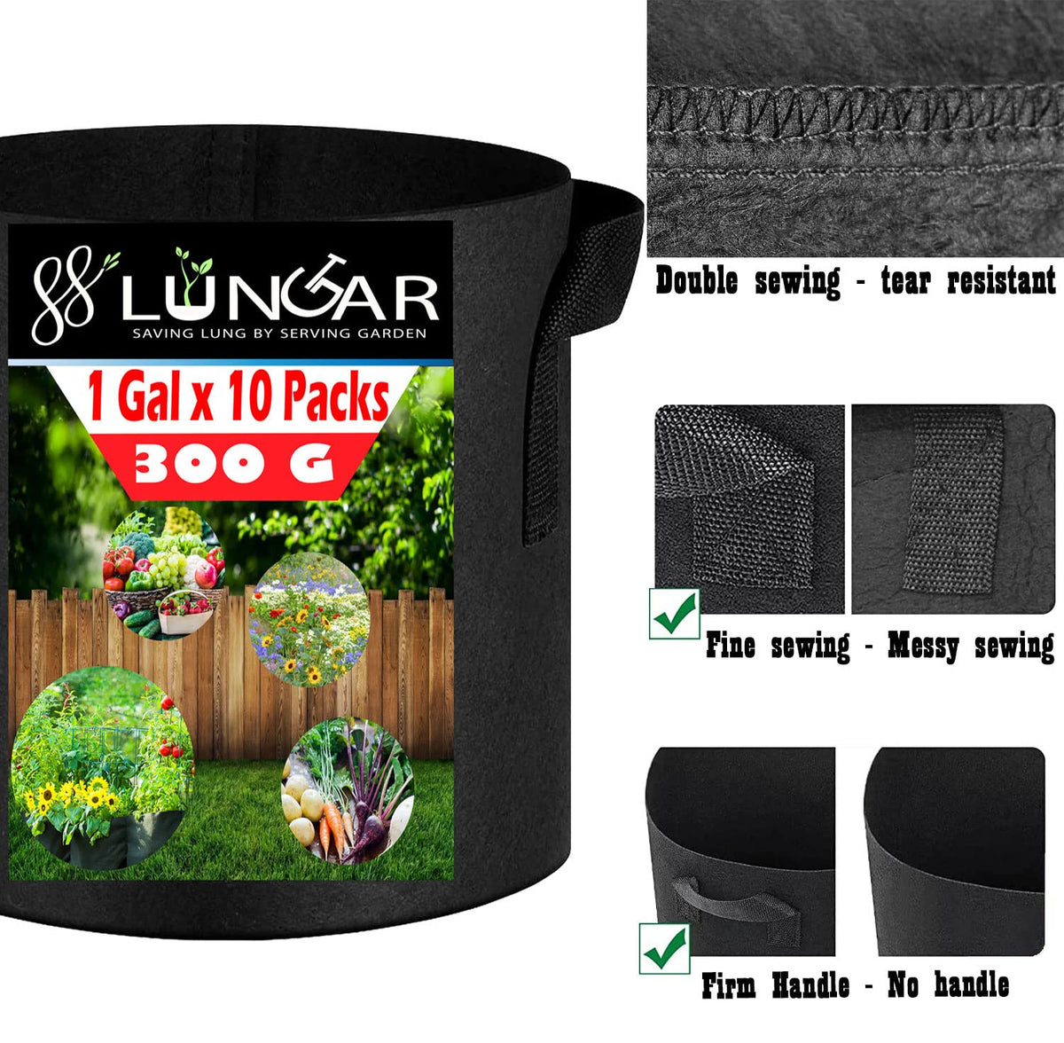 LUNGAR breathable grow bag supports healthy root air flow for plants.