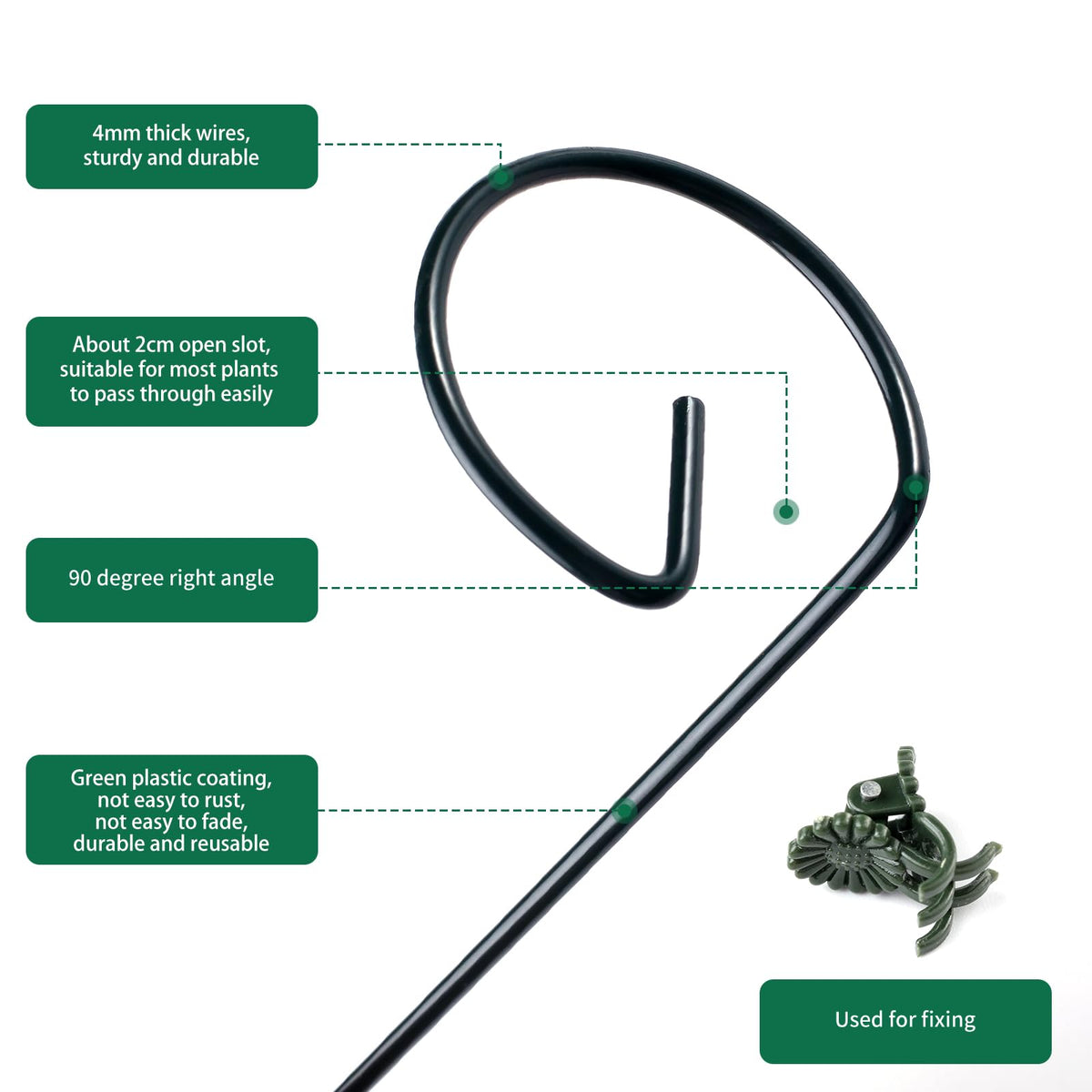 Lunhans 24 clips secure plant stems to stakes