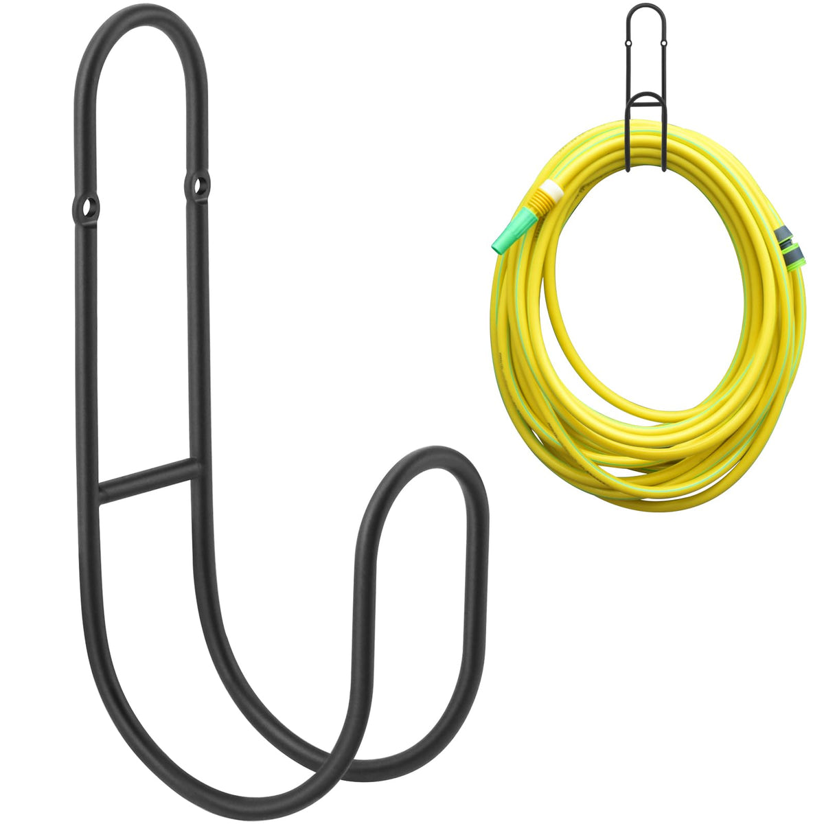 Lunhoo garden hose holder wall mount keeps hose tidy and off the ground.