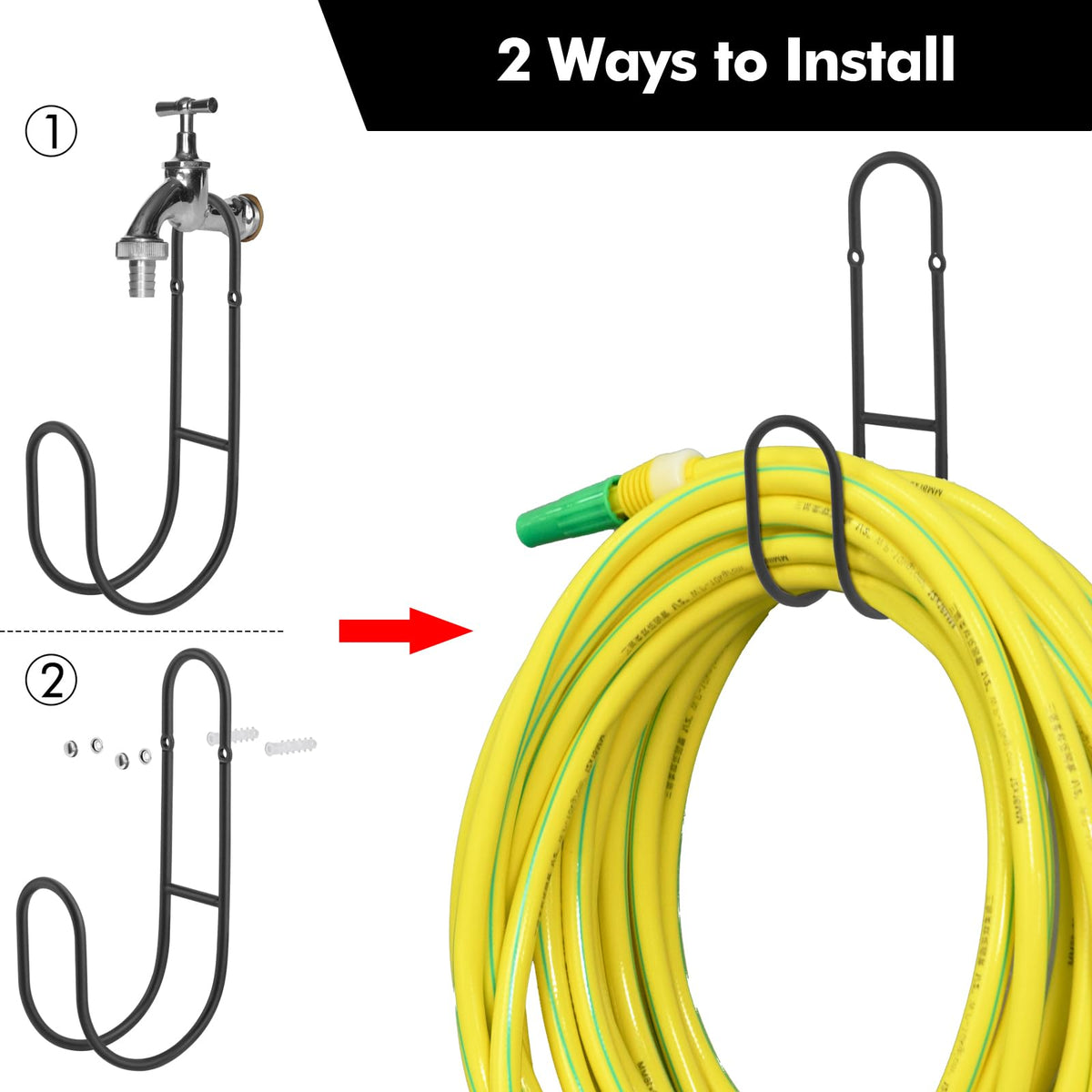 Lunhoo versatile hose hanger works in garden or garage.