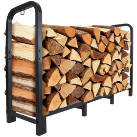 Luoieo 4ft firewood rack with eight legs supports heavy outdoor logs